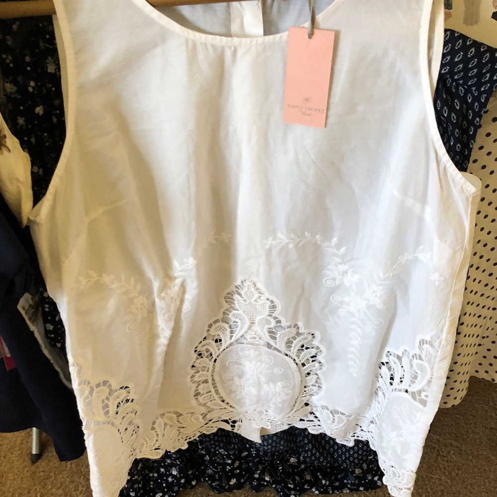 Saint Tropez West White Lace Blouse